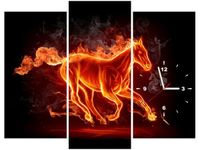 90CM 70 ZEGAR 3 ELEM OGNISTY KOŃ SCIENNY DRUK