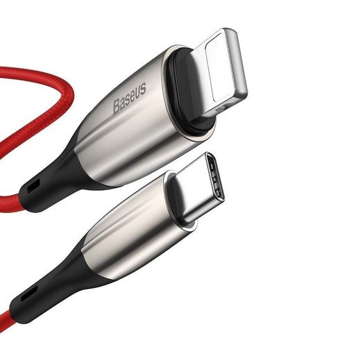 Kabel USB-C do Lightning PD Baseus Horizontal, Power Delivery, dioda LED, 2m (czerwony) na Arena.pl