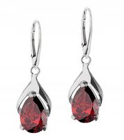 SREBRNE WISZĄCE KOLCZYKI ŁEZKI Z GRANATAMI ANGIELSKIE ZAPIĘCIE