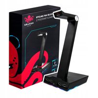 STOJAK UCHWYT NA SŁUCHAWKI LED RGB PODŚWIETLENIE HUB + 4x USB