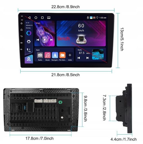 RADIO SAMOCHODOWE 2 DIN ANDROID AUTO CARPLAY 4GB/64GB ANDROID 13 RDS DSP 9" na Arena.pl