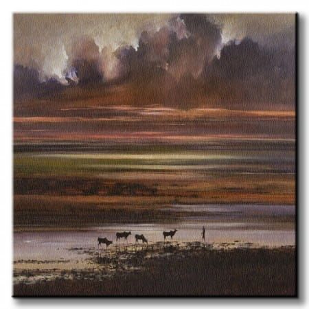 Cattle at Sunset - Obraz na płótnie 60x60 cm na Arena.pl