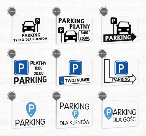 Tabliczka znak informacyjny 30x20 Biała PARKING Aluminiowa NADRUK UV na Arena.pl