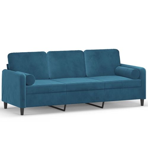 3-osobowa sofa z poduszkami, niebieska, 180 cm, aksamit na Arena.pl