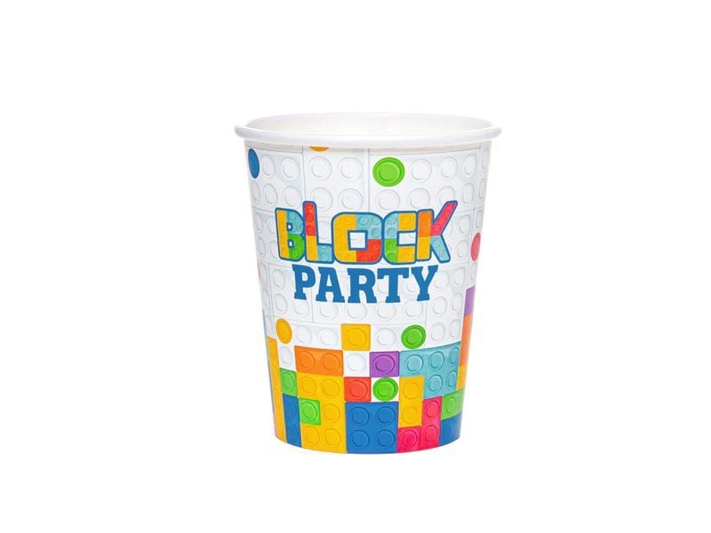 Kubeczki (Kubki) urodzinowe Klocki - Block Party, 220 ml, 6 szt. zdjęcie 1