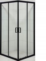 Kabina Prysznicowa Czarna Loft Przesuwna 90 x 70 Transparentna Prostokątna