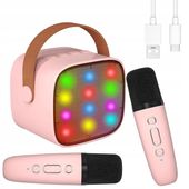 GŁOŚNIK BLUETOOTH PRZENOŚNY KARAOKE Z 2 MIKROFONAMI DLA DZIECI I DOROSŁYCH
