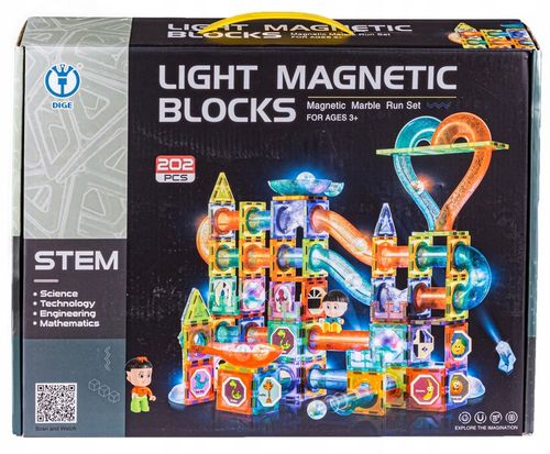 ŚWIECĄCE KONSTRUKCYJNE KLOCKI MAGNETYCZNE TOR dla KULEK dla dzieci 202 el na Arena.pl