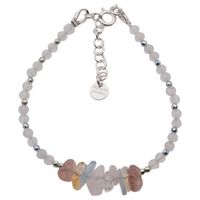 Bransoletka - Kamień Księżycowy, Kwarc, Cytryn, Hematyt kostki i srebro