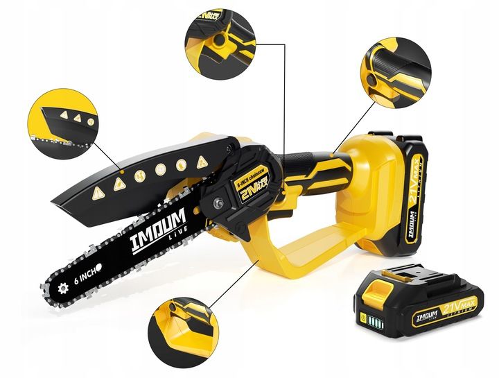 PIŁA ŁAŃCUCHOWA AKUMULATOROWA 6" DO GAŁĘZI DREWNA GAŁĘZIÓWKA 2x AKUMULATOR zdjęcie 9