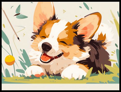 Plakat 80x60cm Beztroski Corgi na Arena.pl