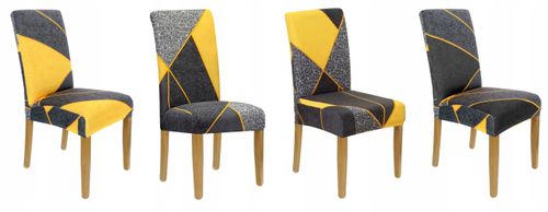 Pokrowiec Na Krzesło Szary Żółte Geometryczne Wzory Elastyczny na Arena.pl