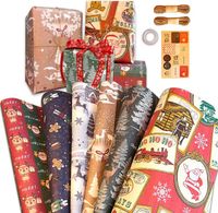 Papier do pakowania prezentów świątecznych 6szt 70x50cm Zestaw Lina