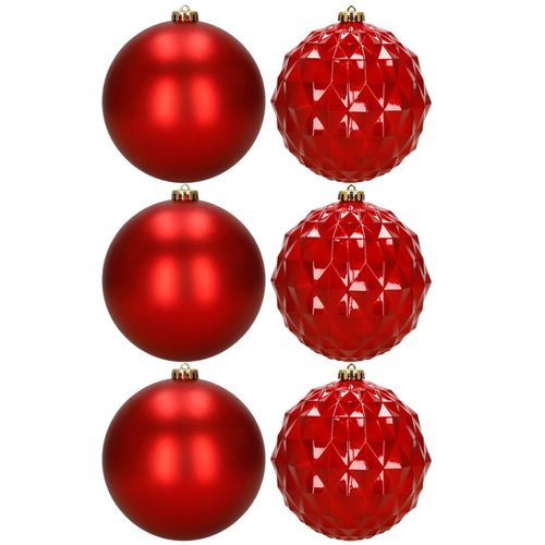 Bombki choinkowe 6 szt. ozdoby świąteczne 15 cm nietłukące czerwone na Arena.pl