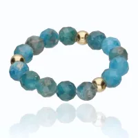 PIERŚCIONEK NA GUMCE KAMIEŃ NATURALNY APATYT REALIZACJA MARZEŃ I CELÓW