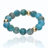 PIERŚCIONEK NA GUMCE KAMIEŃ NATURALNY APATYT REALIZACJA MARZEŃ I CELÓW