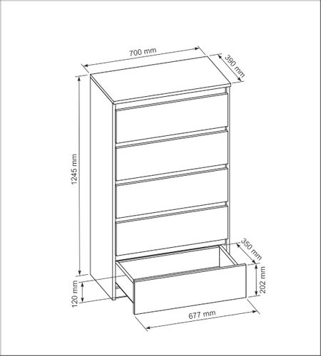 BIAŁA KOMODA 5 SZUFLAD OD PRODUCENTA! 3 KOLORY! na Arena.pl