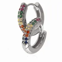 KLASYCZNE RODOWANE SREBRNE KOLCZYKI KOŁA KÓŁKA KÓŁECZKA KOLOROWE CYRKONIE