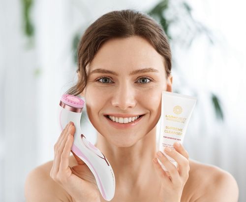 Lumineo Brush PRO różowy 4 końcówki + żel do skóry wrażliwej na Arena.pl