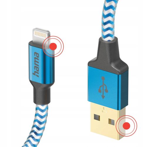 Kabel HAMA Reflected USB-A - Lightning 1.5M Niebieski 201553 na Arena.pl