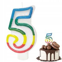 ŚWIECZKA URODZINOWA KOLOROWA TEŃCZOWA CYFERKA 5 CYFRA NA IMPREZĘ