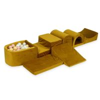 Największy piankowy plac zabaw z basenem micro Velvet złoty + 100 piłek (jasny złoty, beżowy, perła, różowe złoto)