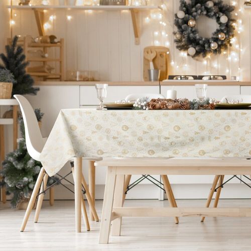 Obrus dekoracyjny FLASH-14 135x180 złoty z motywem świątecznym na Arena.pl