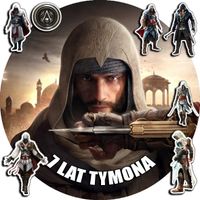 OPŁATEK NA TORT 30CM - ASSASSIN GRY GRA + IMIĘ + GRATIS! 24CM 26CM