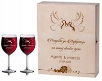 SKRZYNKA NA WINO KIELISZKI Z GRAWEREM ŚLUB PREZENT ROCZNICA URODZINY