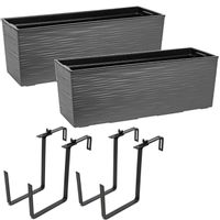 Komplet 2 sztuk Kwietnik BEGONIA dłuto + uchwyt 19 x 56 x 19,5 cm Grafit metalik