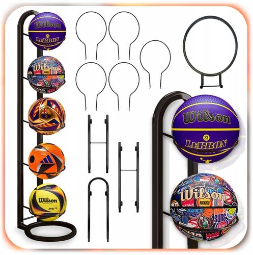 STOJAK NA PIŁKI metalowy 5 piłek półka organizer przechowywanie na Arena.pl