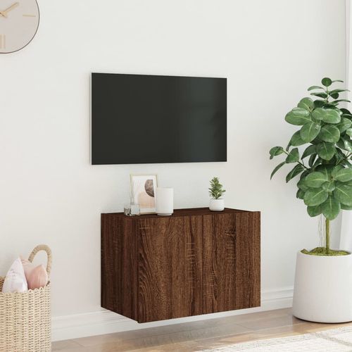 Ścienna szafka TV z LED, brązowy dąb, 60x35x41 cm na Arena.pl