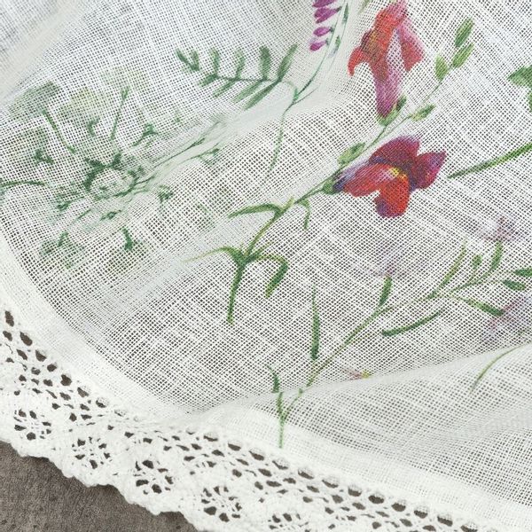 Firana gotowa zazdrostka SYLWIA 130x50 Eurofirany biała / różowa zdjęcie 9