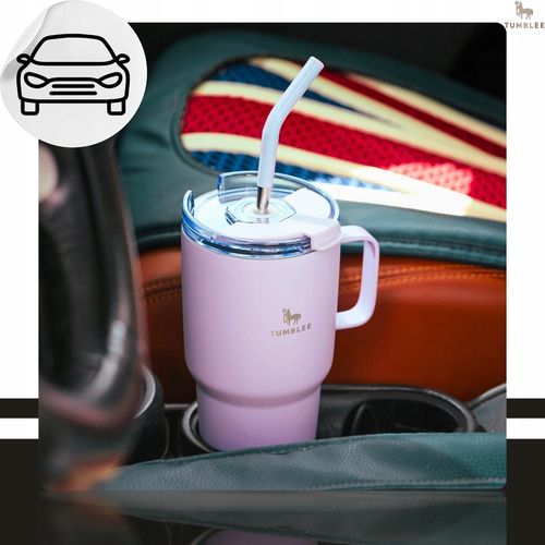 MOCNY Kubek Termiczny ze Stalową Słomką i Uchwytem na Kawę Herbatę 900ml na Arena.pl