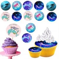 OPŁATEK na BABECZKI MUFFINKI zestaw na urodziny 12szt. - SYRENKA