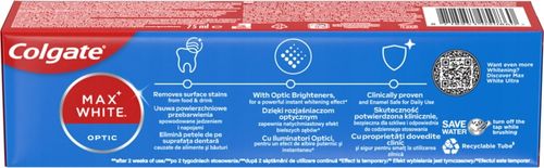 COLGATE MAX WHITE OPTIC PASTA DO ZĘBÓW WYBIELAJĄCA 75 ML na Arena.pl