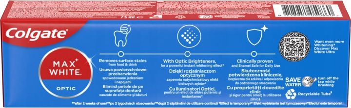 COLGATE MAX WHITE OPTIC PASTA DO ZĘBÓW WYBIELAJĄCA 75 ML zdjęcie 5