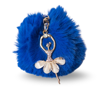 brelok do kluczy zawieszka do telefonu baletnica z niebieskim pomponem