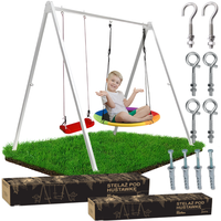 Stelaż pod huśtawkę ogrodową biały + kolorowe bocianie gniazdo + deska