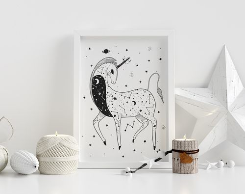 Plakat konstelacja jednorożca jednorożec 21x29,7 cm A4 na Arena.pl