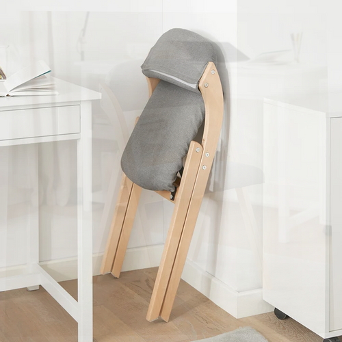 Kuchenne krzesło drewniane składane biurowe do biura jasnoszare siedzisko na Arena.pl