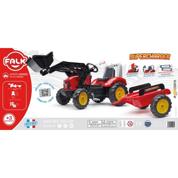 FALK Traktor Red Supercharger na Pedały z Przyczepą od 3 Lat zdjęcie 8