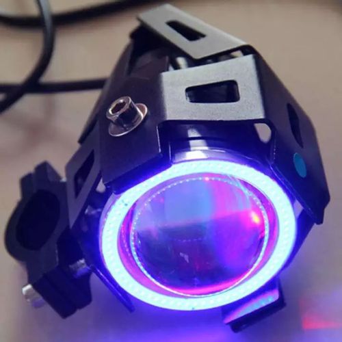 2Xhalogen Motocyklowy U7 +Ring Blue+Włącznik Black na Arena.pl