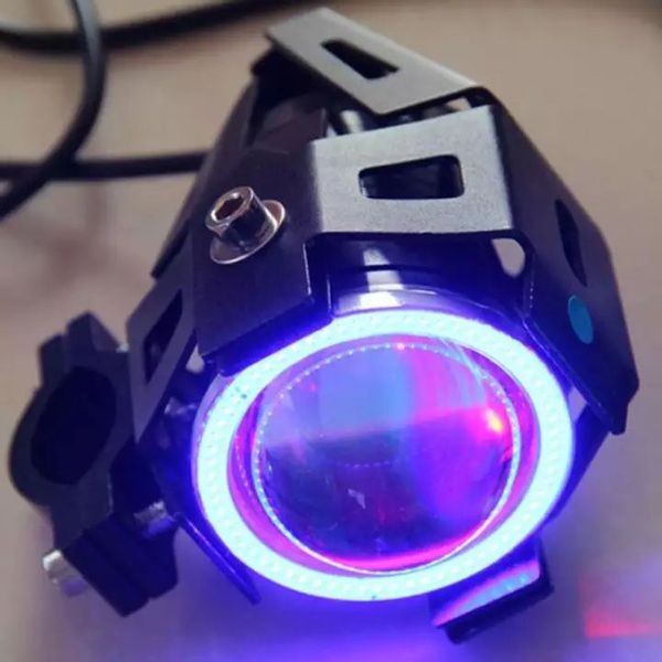 2Xhalogen Motocyklowy U7 +Ring Blue+Włącznik Black zdjęcie 12