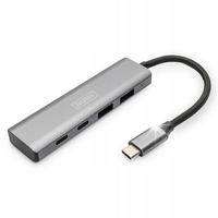 Hub USB Typ C DIGITUS 4-portowy 2x USB-A, 2x USB-C aluminium 10Gbps