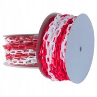 Łańcuch plastikowy 25 m blokujący 6 mm ostrzegawczy biało-czerwony solidny