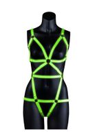 full body harness - gitd - neon green/black - s/m