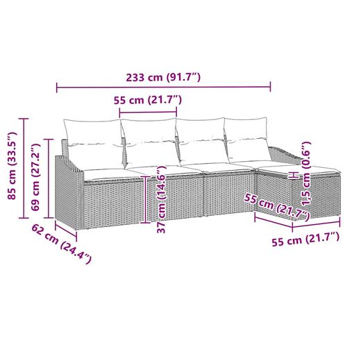 Zestaw Sof na Ogród 5 pcs Brązowy Polirattan na Arena.pl