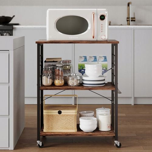 SZAFKA MOBILNA NA KÓŁKACH BRĄZOWA STOLIK ŚNIADANIOWY WÓZEK KUCHENNY 60 CM na Arena.pl