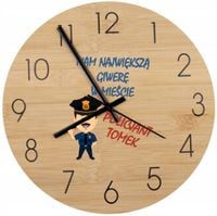 Bambusowy ZEGAR ścienny nadruk UV ŚMIESZNY prezent dla POLICJANTA + imię
